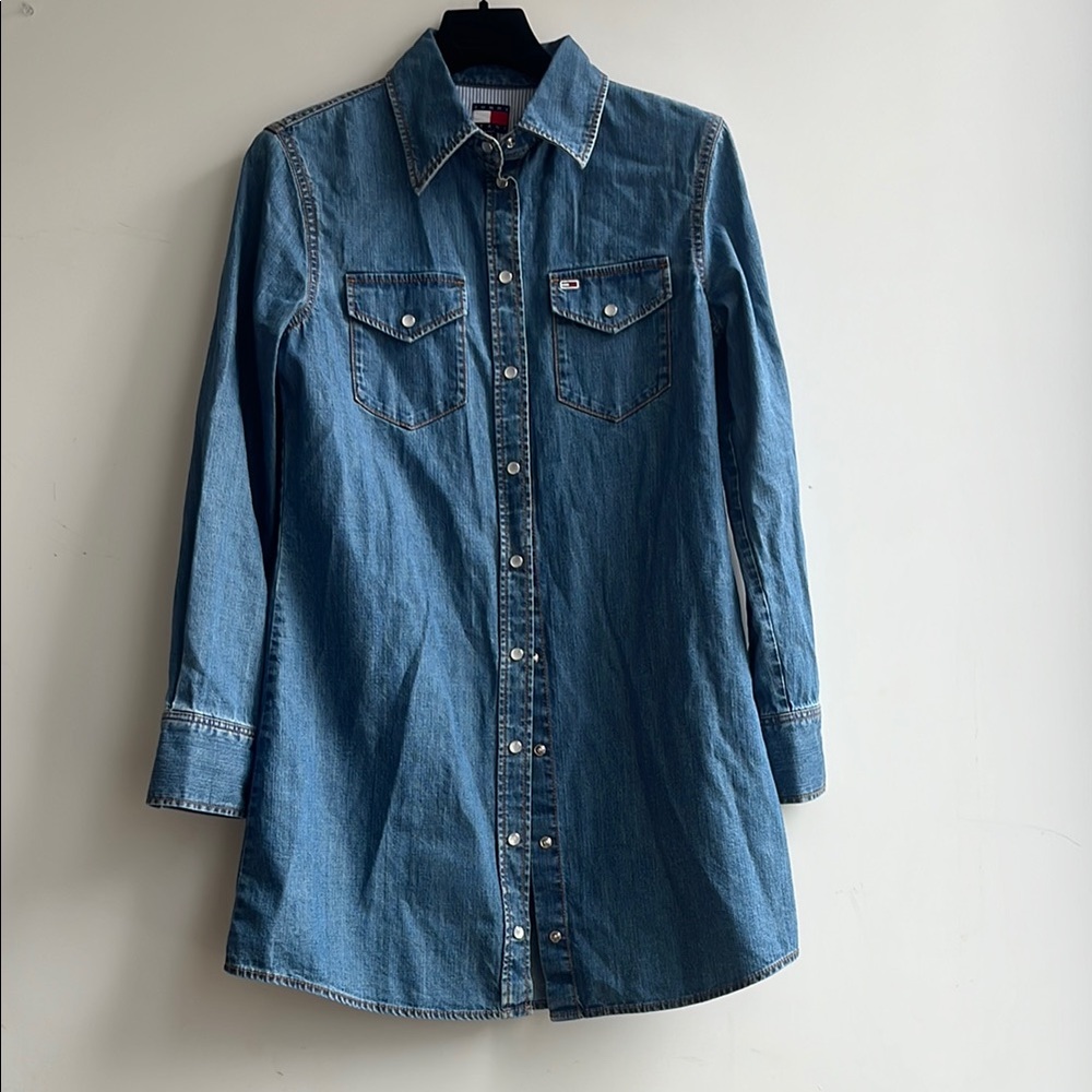 Blue Denim Mini Button-Up Shirt Dress
